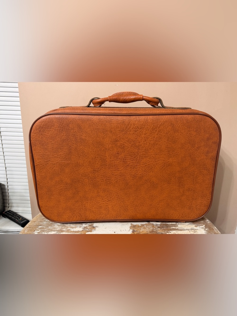 Vintage Brown Leather Briefcase - Tan Handle